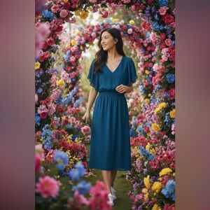 DKNY Teal Midi Dress